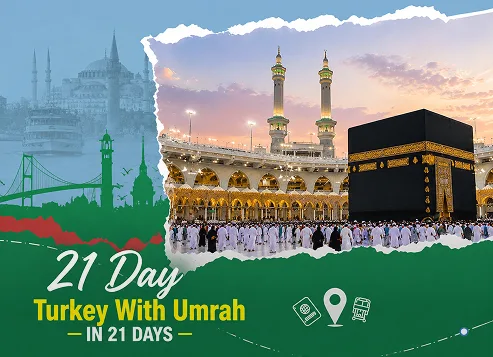 21 Day Turkey with Umrah tour package featuring the Kaaba in Makkah and Islamic travel from Turkey